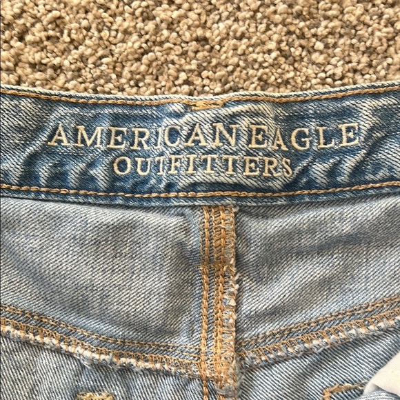 American Eagle Blue Distressed Jean Shorts - Picture 2 of 5